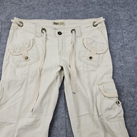 Vintage LEI Cargo Pants Womens 11 Khaki Utility Low Rise Y2K Grommet Straight - Picture 4 of 8
